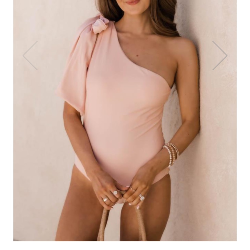 One shoulder open back blush swim suit- NWT